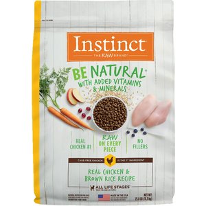 Instinct Be Natural Real Chicken & Brown Rice Recipe Freeze-Dried Raw Coated Dry Dog Food, 25-lb bag