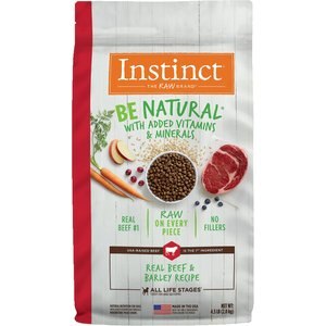 Instinct Be Natural Real Beef & Barley Recipe Freeze-Dried Raw Coated Dry Dog Food, 4.5-lb bag