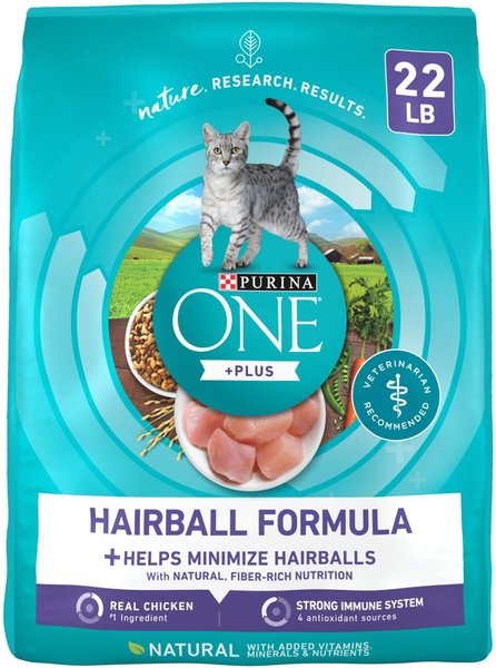 Purina ONE Hairball Adult Formula Dry Cat Food, 22-lb bag slide 1 of 11