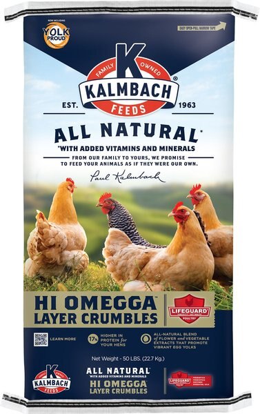 Kalmbach Feeds All Natural 17% Protein Hi Omegga Layer Crumbles Chicken Feed, 50-lb bag slide 1 of 8