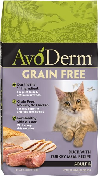 AvoDerm Grain-Free Duck with Turkey Meal Dry Cat Food, 2.5-lb bag slide 1 of 7