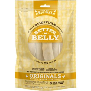 Better Belly Chicken Liver Flavor Rawhide Roll Dog Treats, 6 count