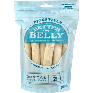Better Belly Dental Total Care Rawhide Roll Dog Treats, Small, 10 count
