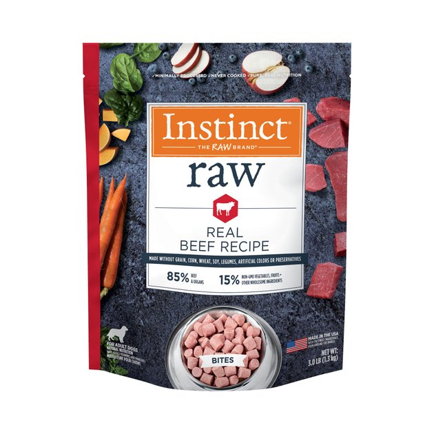 Instinct Frozen Raw Bites GrainFree Real Beef Recipe Dog Food, 3lb