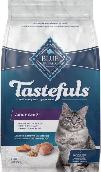 Blue Buffalo Healthy Aging Chicken & Brown Rice Recipe Mature Dry Cat Food, 5-lb bag slide 1 of 10