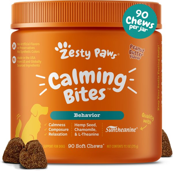 Zesty Paws Calming Bites Peanut Butter Flavored Soft Chews Calming Supplement for Dogs, 90 count slide 1 of 10