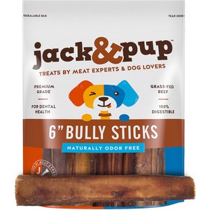 Jack & Pup Thick Bully Stick 6″ Dog Treats, 5 count