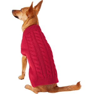 Frisco Dog & Cat Cable Knitted Sweater, Red, Small