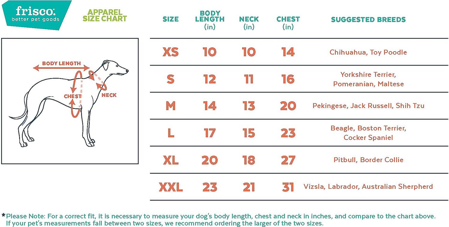 Pet Jersey Size Chart