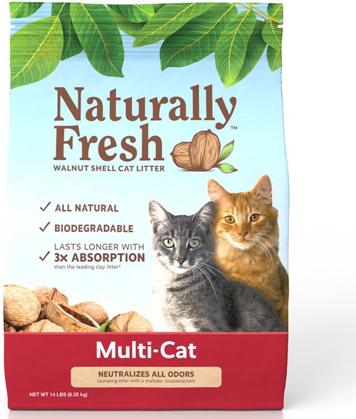 Naturally Fresh Multi-Cat Unscented Clumping Walnut Cat Litter, 14-lb bag slide 1 of 9