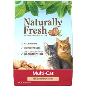 Naturally Fresh Multi-Cat Unscented Clumping Walnut Cat Litter, 26-lb bag