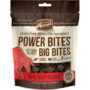 Merrick Power Bites Big Bites Real Beef Recipe Grain-Free Soft & Chewy Dog Treats, 14-oz bag