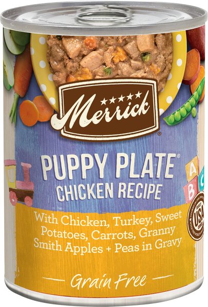 Merrick Grain-Free Wet Puppy Food Puppy Plate Chicken Recipe, 12.7-oz can, case of 12 slide 1 of 9