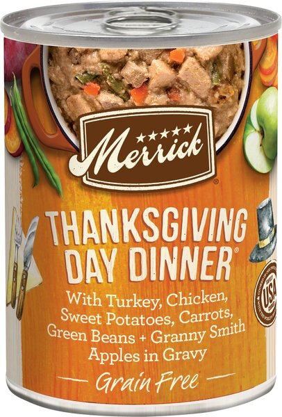 Merrick Grain-Free Wet Dog Food Thanksgiving Day Dinner, 12.7-oz can, case of 12 slide 1 of 9