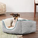 Frisco Square Deep Bolster Cat & Dog Bed, Gray Basket Weave Print, X-Small
