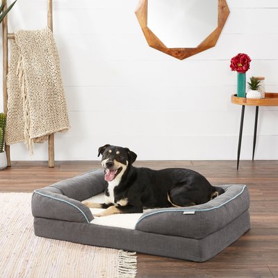 Frisco Plush Orthopedic Front Bolster Cat & Dog Bed w/Removable Cover, slide 1 of 1
