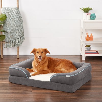 Frisco Plush Orthopedic Front Bolster Cat & Dog Bed w/Removable Cover, slide 1 of 1