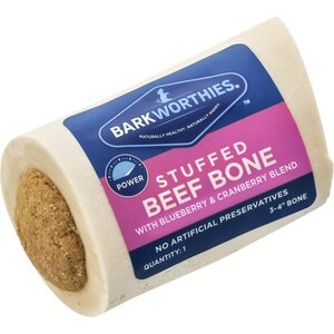Barkworthies Shin Bone Stuffed with Cranberry & Blueberry Blend Dog Treat, 3 - 4 in