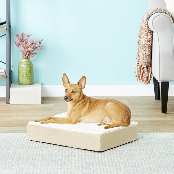 Petmaker Orthopedic Sherpa Pillow Dog Bed w/Removable Cover, Tan, Small slide 1 of 9