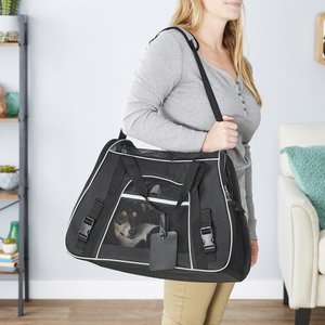 Frisco Basic Dog & Cat Carrier Bag, Black, Medium/Large, Gray Trim
