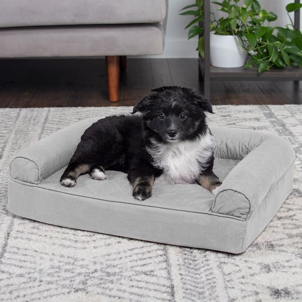 FurHaven Quilted Orthopedic Sofa Cat & Dog Bed w/ Removable Cover, Small, Silver Gray slide 1 of 10