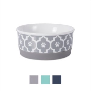Bone Dry Lattice Non-Skid Ceramic Dog & Cat Bowl, 0.75-cup