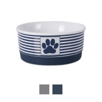 Bone Dry Paw Patch and Stripes Ceramic Dog and Cat Bowl, slide 1 of 1