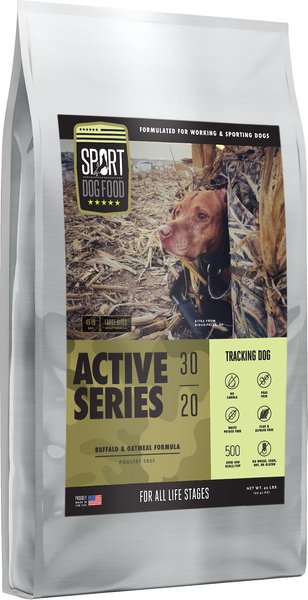 Sport Dog Food Active Series Tracking Dog Buffalo & Oatmeal Formula Dry Dog Food, 30-lb bag slide 1 of 9