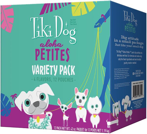 Tiki Dog Aloha Petites Variety Pack Grain-Free Wet Dog Food, 3.5-oz pouch, case of 12 slide 1 of 10