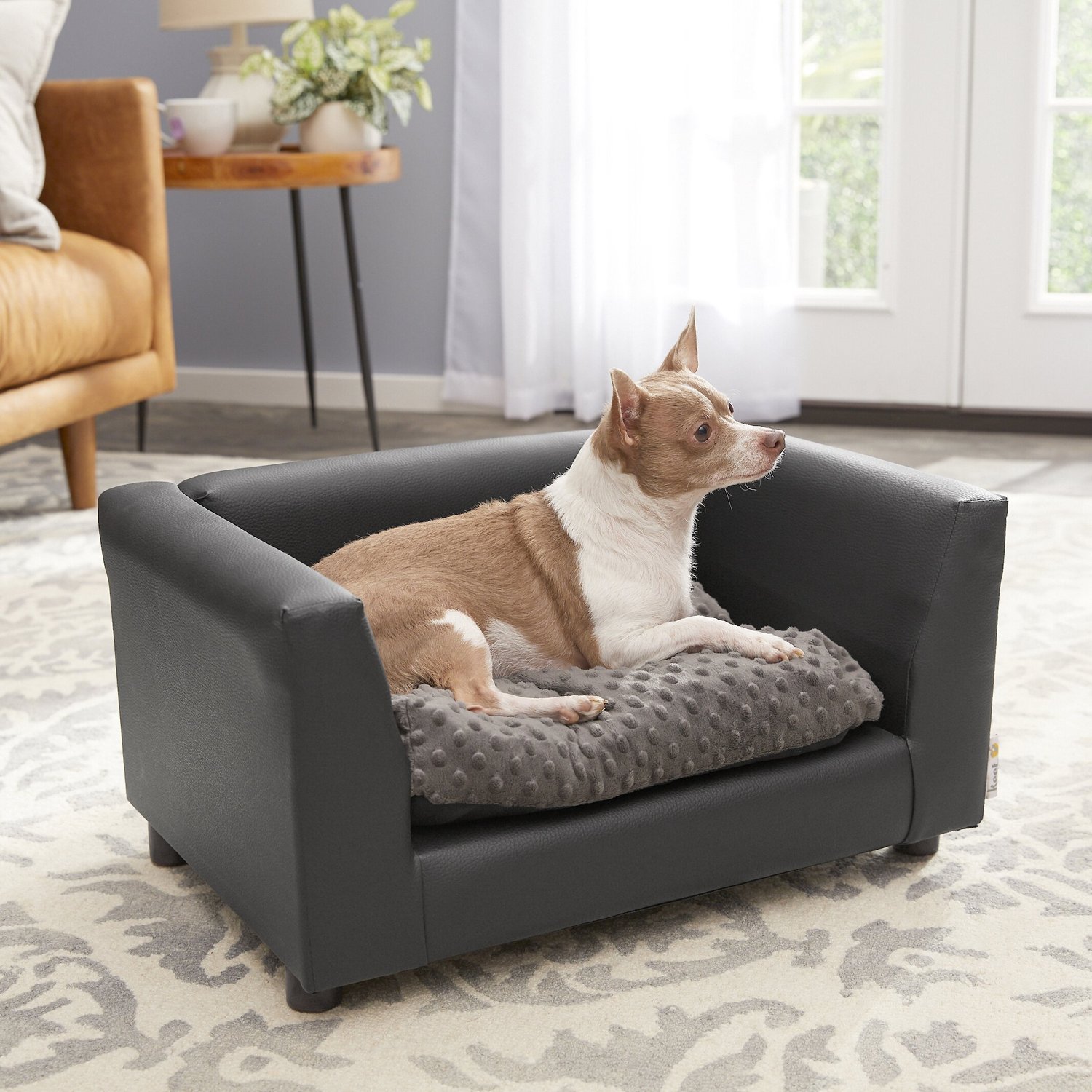 Keet Fluffly Deluxe Dog Bed Sofa, Charcoal, Small