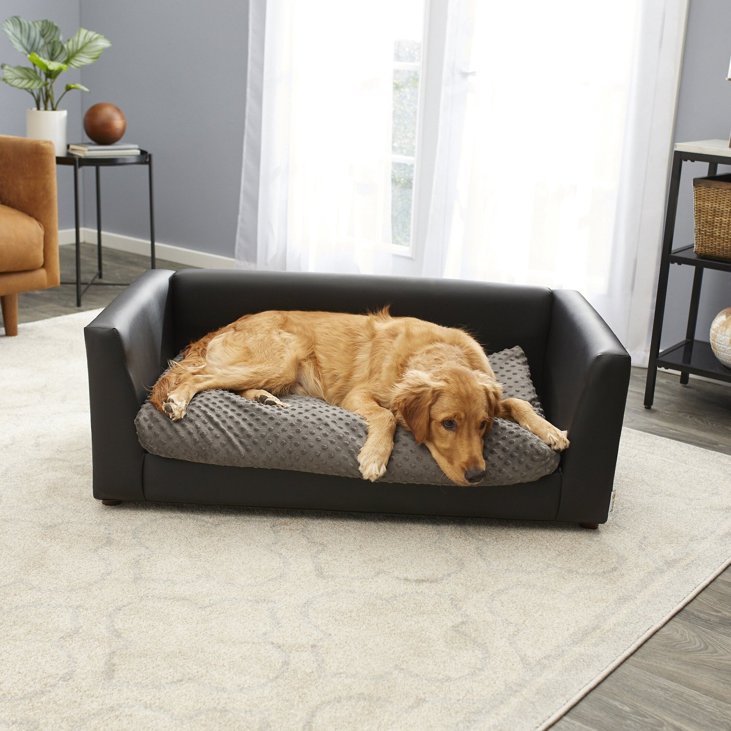 Keet Fluffly Deluxe Dog Bed Sofa, Charcoal, Large