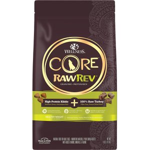 Wellness CORE RawRev Grain-Free Healthy Weight Recipe with Freeze Dried Turkey Dry Dog Food, 4-lb bag