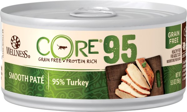 Wellness CORE 95% Turkey Grain-Free Canned Cat Food, 5.5-oz, case of 12 slide 1 of 7