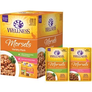 Wellness Healthy Indulgence Morsels Grain-Free Variety Pack Cat Food Pouches, 3-oz, case of 32
