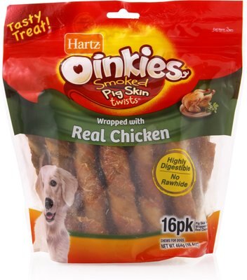 Hartz Oinkies Smoked Pig Skin Twist Wrapped with Real Chicken Dog Treats, slide 1 of 1