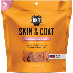 BIXBI Skin & Coat Salmon Jerky Dog Treats, 10-oz bag