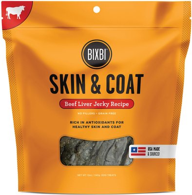 BIXBI Skin & Coat Beef Liver Jerky Dog Treats, slide 1 of 1