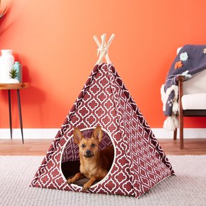 P.L.A.Y. Pet Lifestyle & You Teepee Tent Covered Cat & Dog Bed, Moroccan Marsala