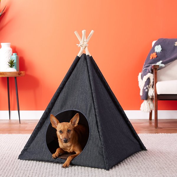 P.L.A.Y. Pet Lifestyle & You Teepee Tent Covered Cat & Dog Bed, Urban Denim slide 1 of 6