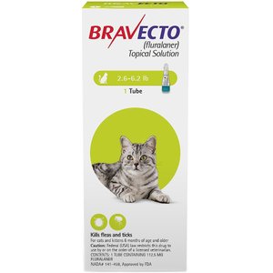 Bravecto Topical Solution for Cats, 2.6-6.2 lbs, (Green Box), 1 Dose (12-wks. supply)