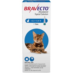 Bravecto Topical Solution for Cats, 6.2-13.8 lbs, (Blue Box), 1 Dose (12-wks. supply)