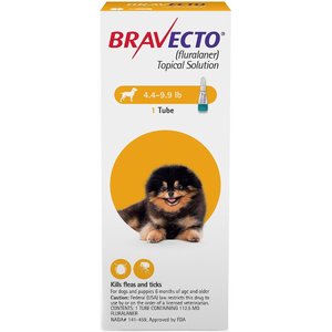 Bravecto Topical Solution for Dogs, 4.4-9.9 lbs, (Yellow Box), 1 Dose (12-wks. supply)