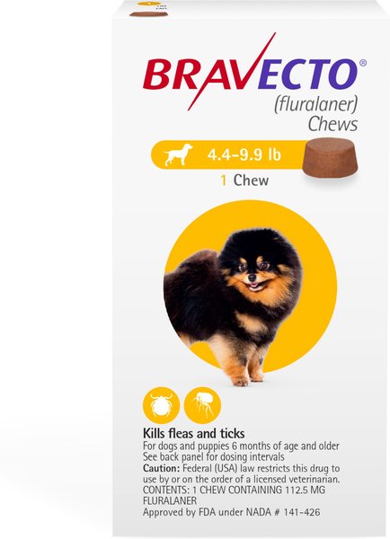 Bravecto Chew for Dogs, 4.4-9.9 lbs, (Yellow Box), 1 Chew (12-wks. supply) slide 1 of 9