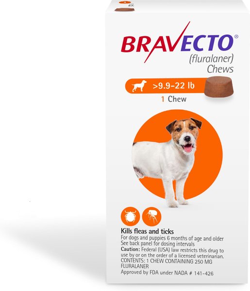 Bravecto Chew for Dogs, 9.9-22 lbs, (Orange Box), 1 Chew (12-wks. supply) slide 1 of 9