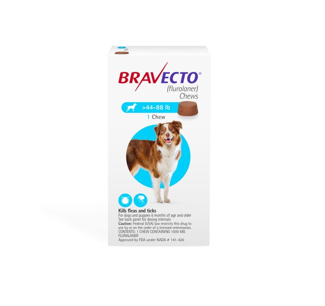 BRAVECTO Chews for Dogs, 44-88 lbs, 1 