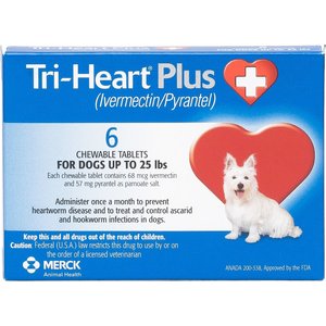 Tri-Heart Plus Chewable Tablet for Dogs, up to 25 lbs, (Blue Box), 6 Chewable Tablets (6-mos. supply)