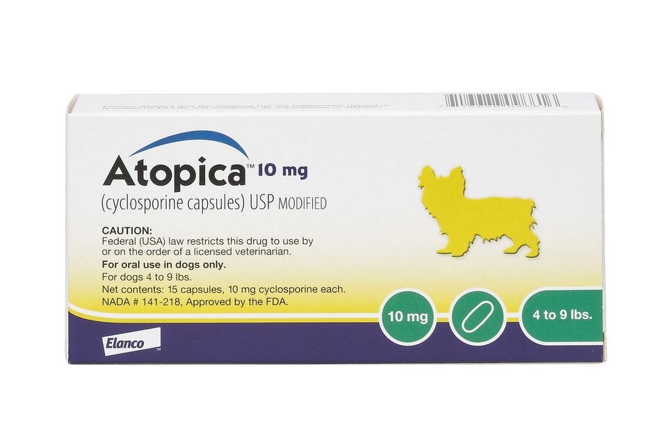 Atopica (Cyclosporine) Capsules for Dogs, 15 capsules, 10mg (49 lbs