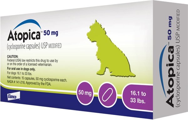 Atopica (Cyclosporine) Capsules for Dogs, 15 capsules, 50-mg (16.1-33 lbs) slide 1 of 7
