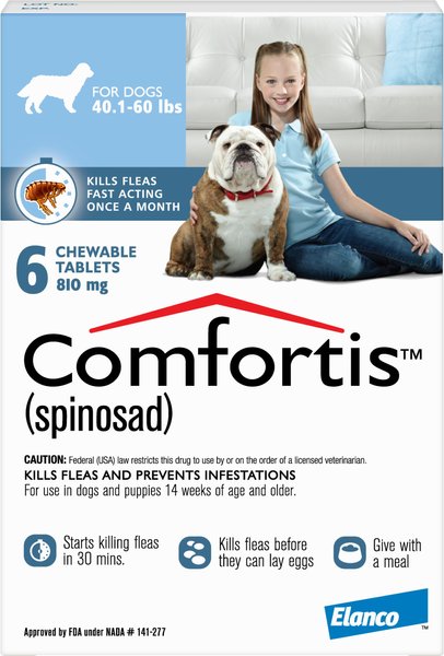 Comfortis Chewable Tablet for Dogs 40.1-60 lbs (Blue Box), 6 Chewable Tablets (6-mos. supply) slide 1 of 4