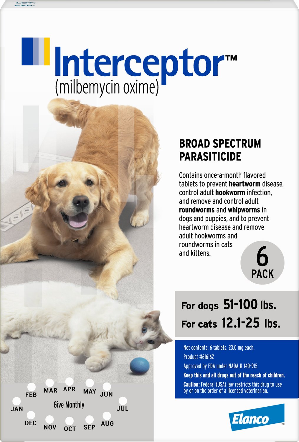 INTERCEPTOR Tablets for Dogs 51-100 lbs 
